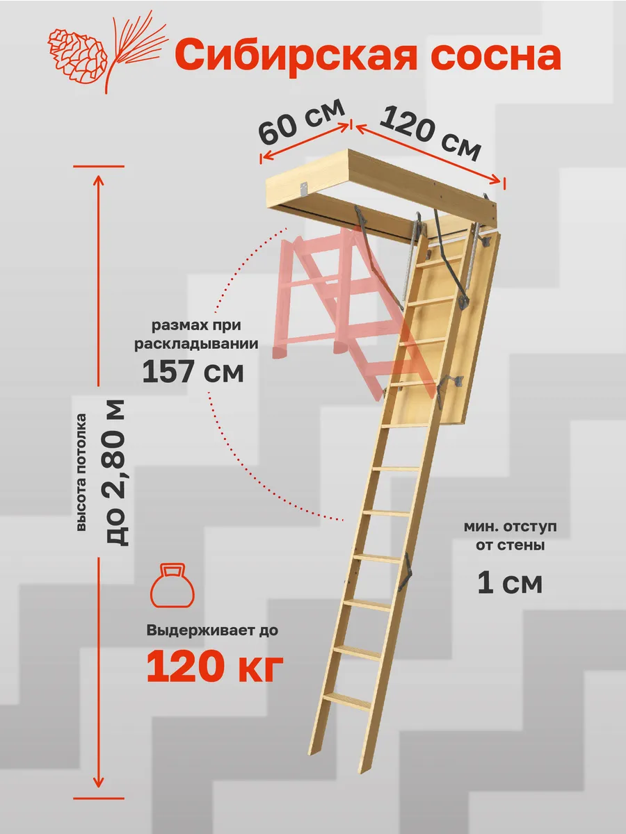 Чердачная лестница Docke Standard 60x120x280 детальное фото