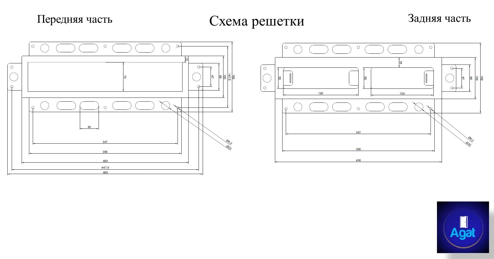 Вентиляционная решетка Plaster Air 400x100 (Черная) детальное фото